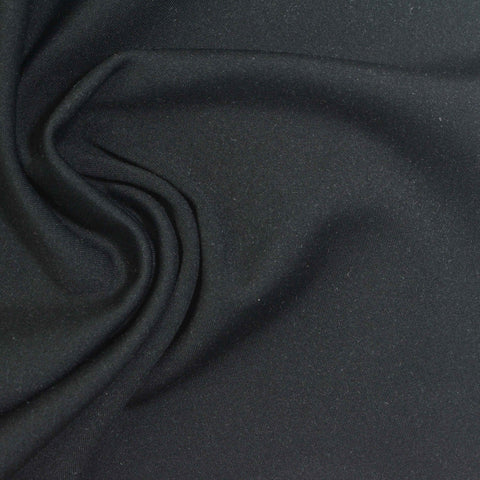 Brushed Polyester Stretch Sateen Fabric, 250 gsm, 155 cm — Black