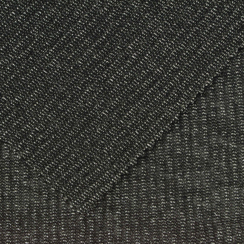Dark Grey Marl Rib Knit, Viscose-Metallic, 120 gsm