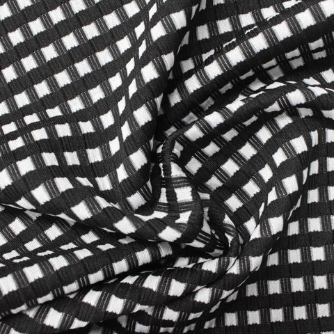 Black Check Jacquard, Polyester, 184 gsm