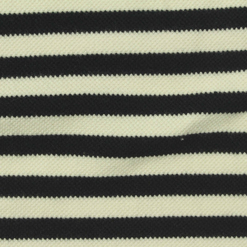 Black Horizontal-Stripe Piqué Knit, Cotton