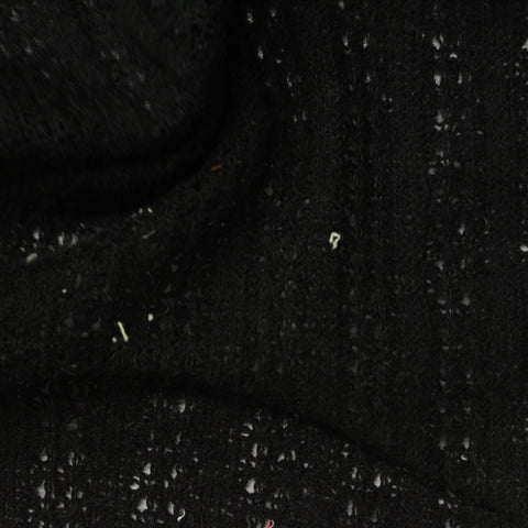Black Marl Rib Knit, Cotton-Poly, 240 gsm