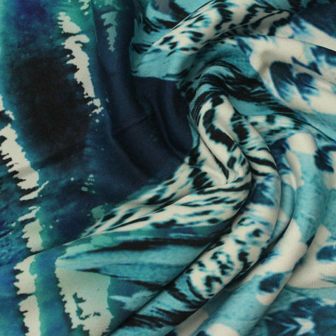 Teal Abstract-Animal Print Knit, Polyester