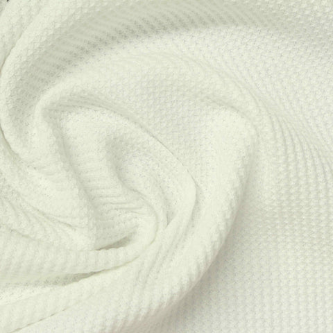 Polyester Stretch Waffle Knit Fabric, 320 gsm, 160 cm — White