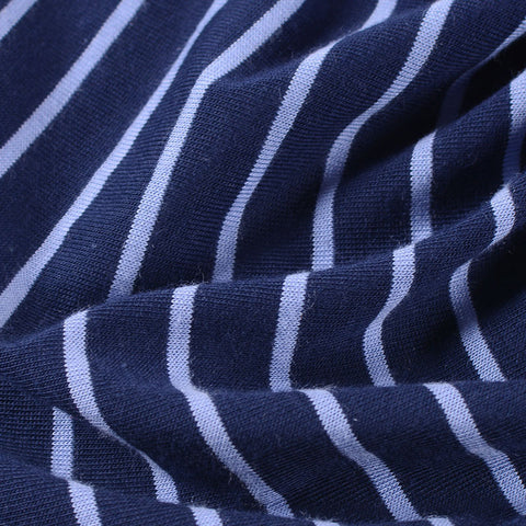 Striped Cotton Modal Jersey Knit Fabric, 160 gsm, 160 cm — Navy