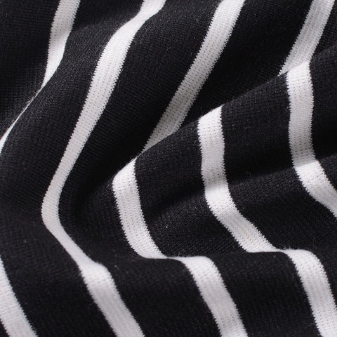 Black Horizontal-Stripe Ponte Knit, Viscose-Nylon, 320 gsm, 150 cm