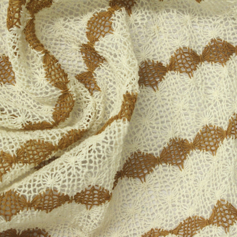 Cream Geometric Chunky Knit, Poly-Cotton, 170 gsm