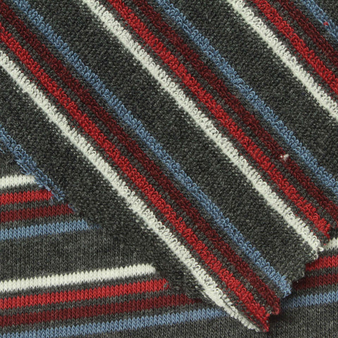 White Horizontal-Stripe French Terry, Cotton-Poly, 190 gsm