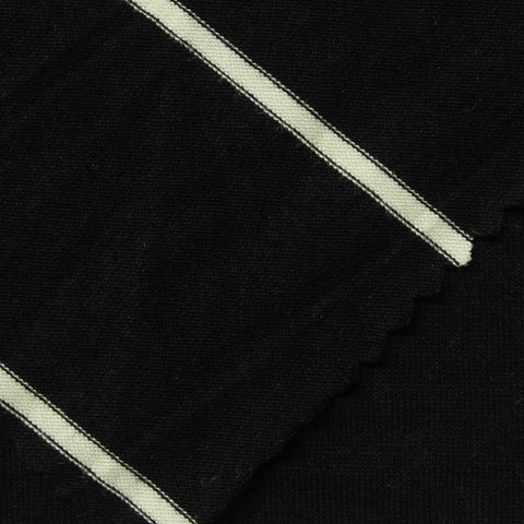 White Horizontal-Stripe Knit, Viscose, 170 gsm