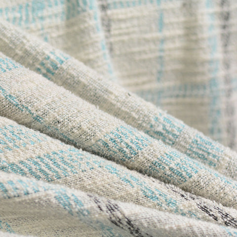 Cream Plaid Jacquard, Cotton-Poly