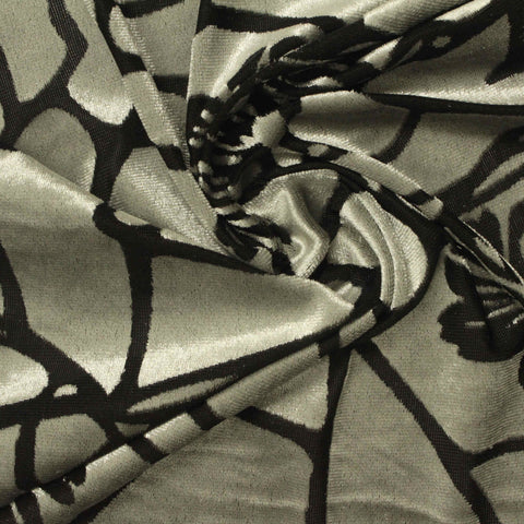 Khaki Abstract-Floral Velvet, Poly-Nylon