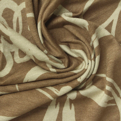 Cream Floral Jersey Knit, Viscose, 160 gsm