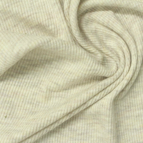 Light Beige Marl Rib Knit, Viscose, 262 gsm