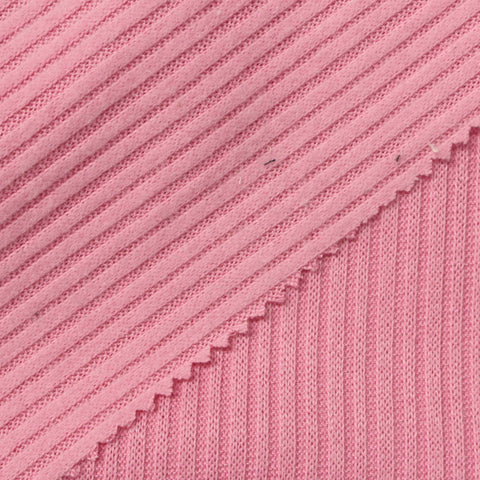 Brushed Polyester Stretch Rib Knit Fabric, 270 gsm — Pink