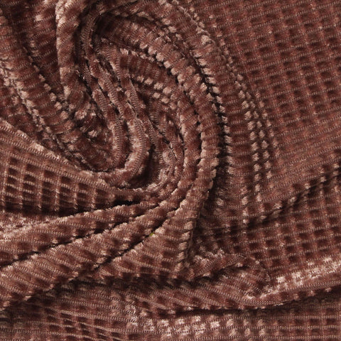 Terracotta Grid Velvet, Polyester