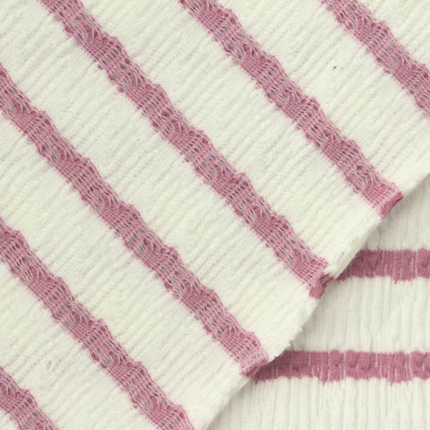 Pink Horizontal-Stripe Crepe, Poly-Viscose