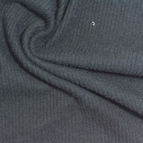 Brushed Polyester Viscose Stretch Rib Knit Fabric, 215 gsm, 130 cm — Grey