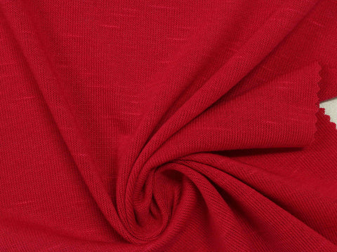 Slub Polyester Viscose Stretch Knit Fabric, 180 gsm, 150 cm — Red