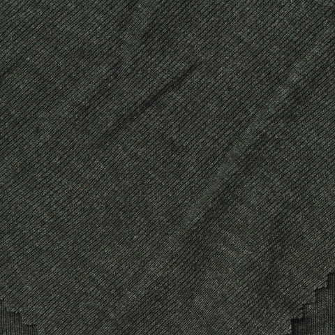 Dark Grey Marl Rib Knit, Cotton-Poly, 165 gsm