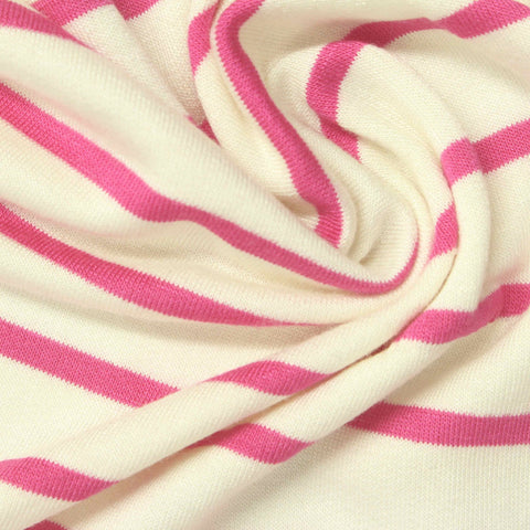 Pink Horizontal-Stripe French Terry, Viscose