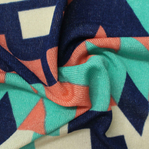 Teal Geometric Chunky Knit, Polyester