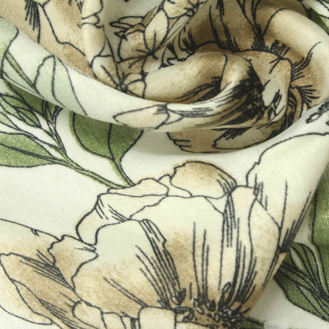 Cream Floral Woven, Polyester, 105 gsm