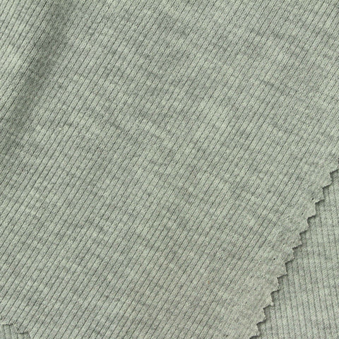 Light Grey Marl Rib Knit, Polyester, 344 gsm