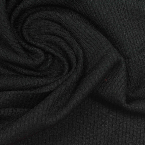 Plaid Polyester Stretch Interlock Knit Fabric, 190 gsm, 150 cm — Black