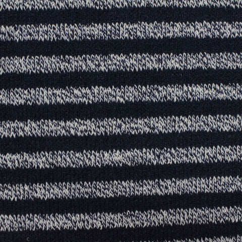Navy Horizontal-Stripe French Terry, Poly-Cotton, 280 gsm