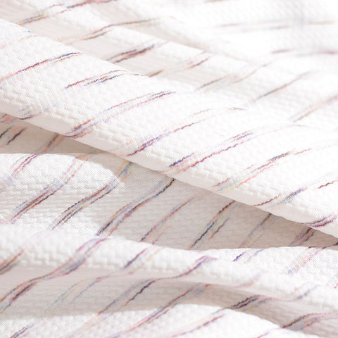 White Horizontal-Stripe Jacquard, Poly-Viscose