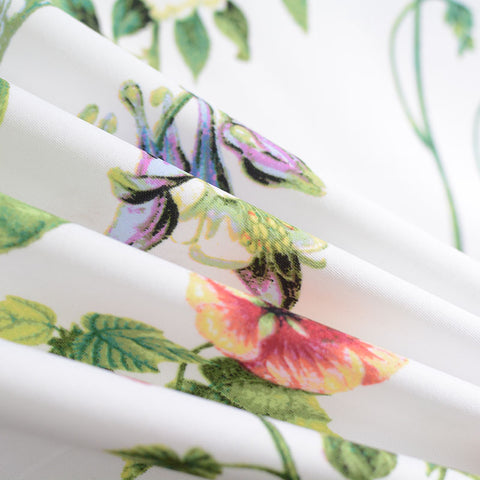 White Floral Scuba Knit, Polyester, 240 gsm