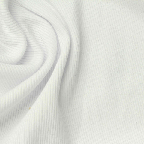 Cotton Modal Stretch Rib Knit Fabric, 330 gsm, 150 cm — White
