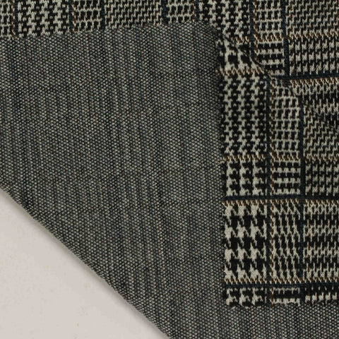 Black Plaid Jacquard, Poly-Viscose, 260 gsm