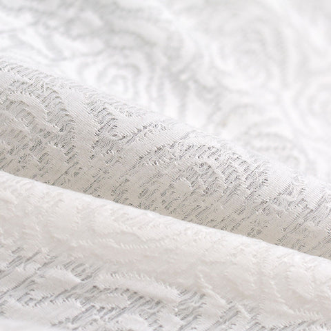 White Abstract-Floral Interlock Knit, Polyester