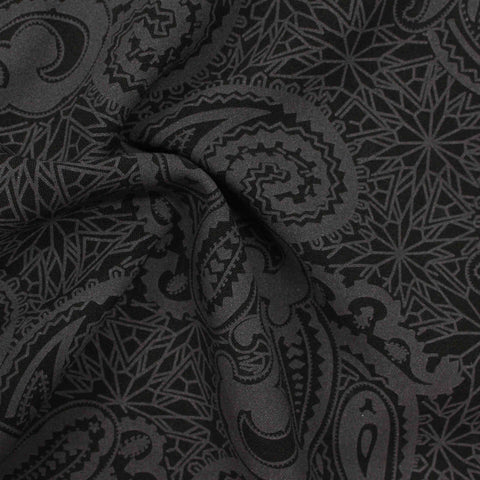Dark Grey Paisley Woven, Poly-Viscose
