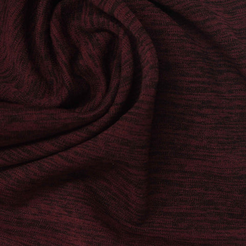 Dark Red Marl Jersey Knit, Polyester, 210 gsm