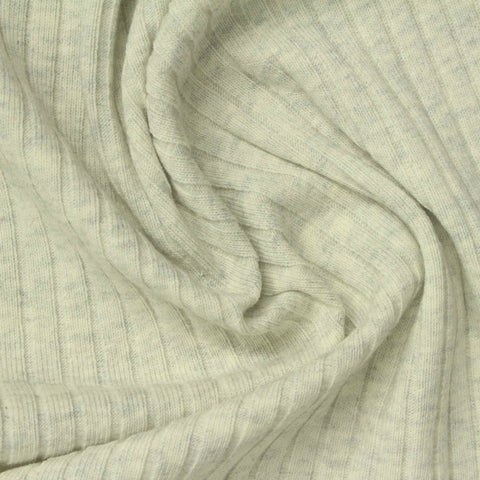 Light Grey Marl Rib Knit, Cotton, 280 gsm
