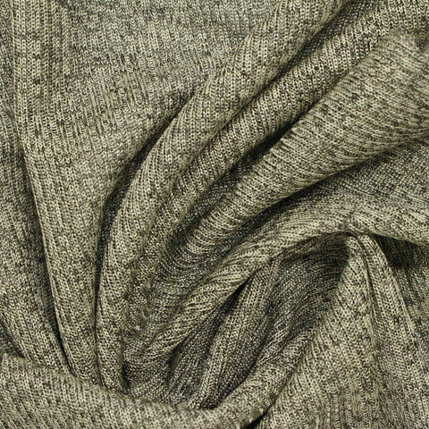 Heathered Grey Marl Rib Knit, Polyester, 176 gsm