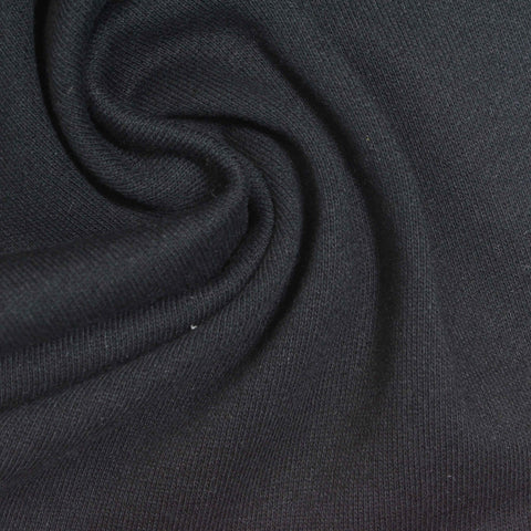 Cotton Polyester French Terry Fabric, 330 gsm, 180 cm — Black