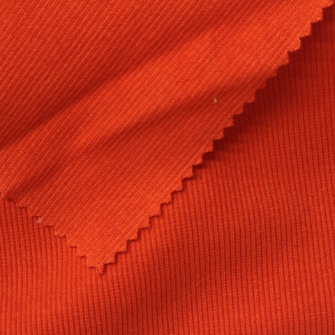 Cotton Stretch Rib Knit Fabric, 288 gsm, 114 cm — Orange