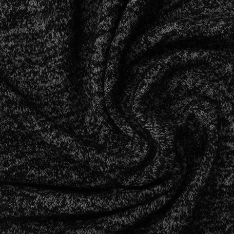 Black Marl Chunky Knit, Viscose-Poly, 325 gsm