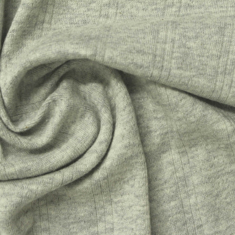 Light Grey Marl Rib Knit, Cotton-Viscose, 220 gsm