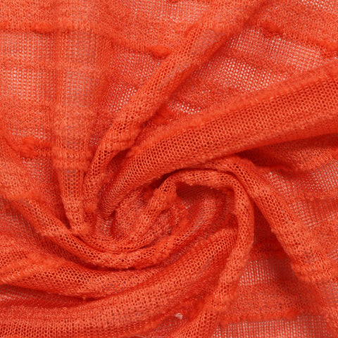Orange Horizontal-Stripe Jacquard, Poly-Viscose