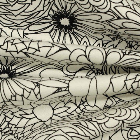 Black Floral Woven, Cotton, 200 gsm