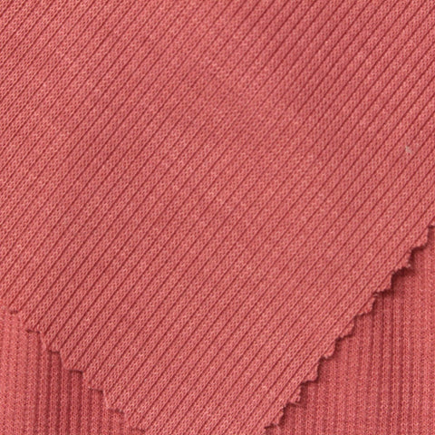 Polyester Viscose Stretch Rib Knit Fabric, 220 gsm — Red
