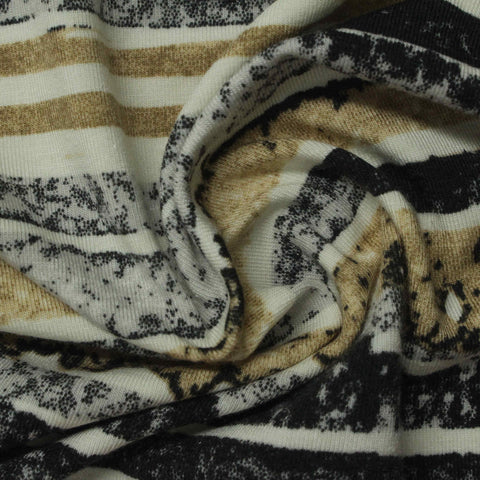 Black Horizontal-Stripe Knit, 200 gsm
