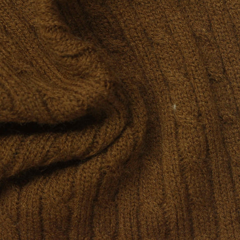 Jacquard Acrylic Polyester Blend Pointelle Knit Fabric, 350 gsm, 145 cm — Brown