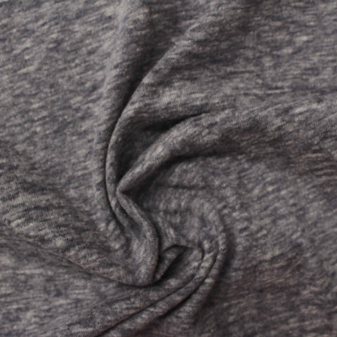 Dark Grey Heathered-Marl Jersey Knit, Poly-Cotton, 110 gsm