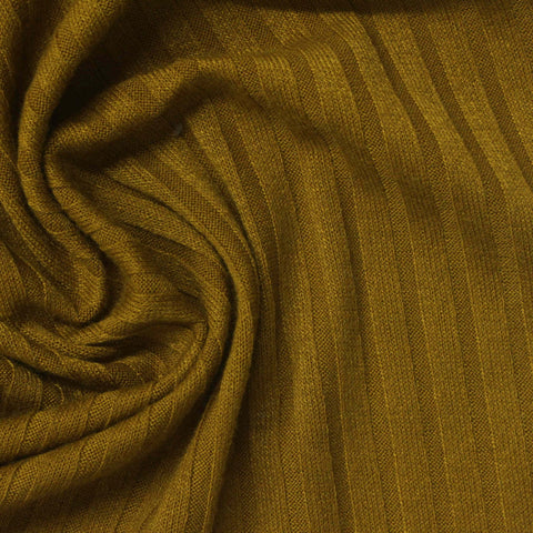 Polyester Viscose Stretch Rib Knit Fabric, 210 gsm, 160 cm — Khaki