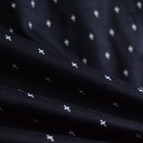 Jacquard Polyester Viscose Stretch Knit Fabric, 150 cm — Black, ref EF-4554