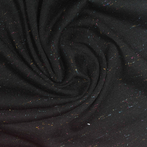 Black Marl Jersey Knit, Poly-Viscose, 160 gsm